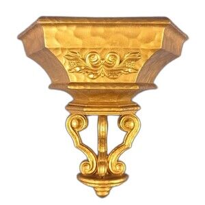 Homco Trapezoid Deco Shelf For Vases Plants Candles Brass Style Wall Art Decor